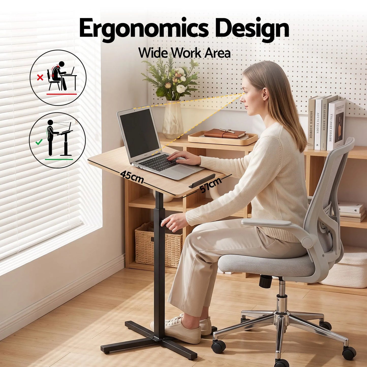 Artiss Floor Podium Stand 78-127CM Height Adjustable Portable Laptop Desk - Image 8
