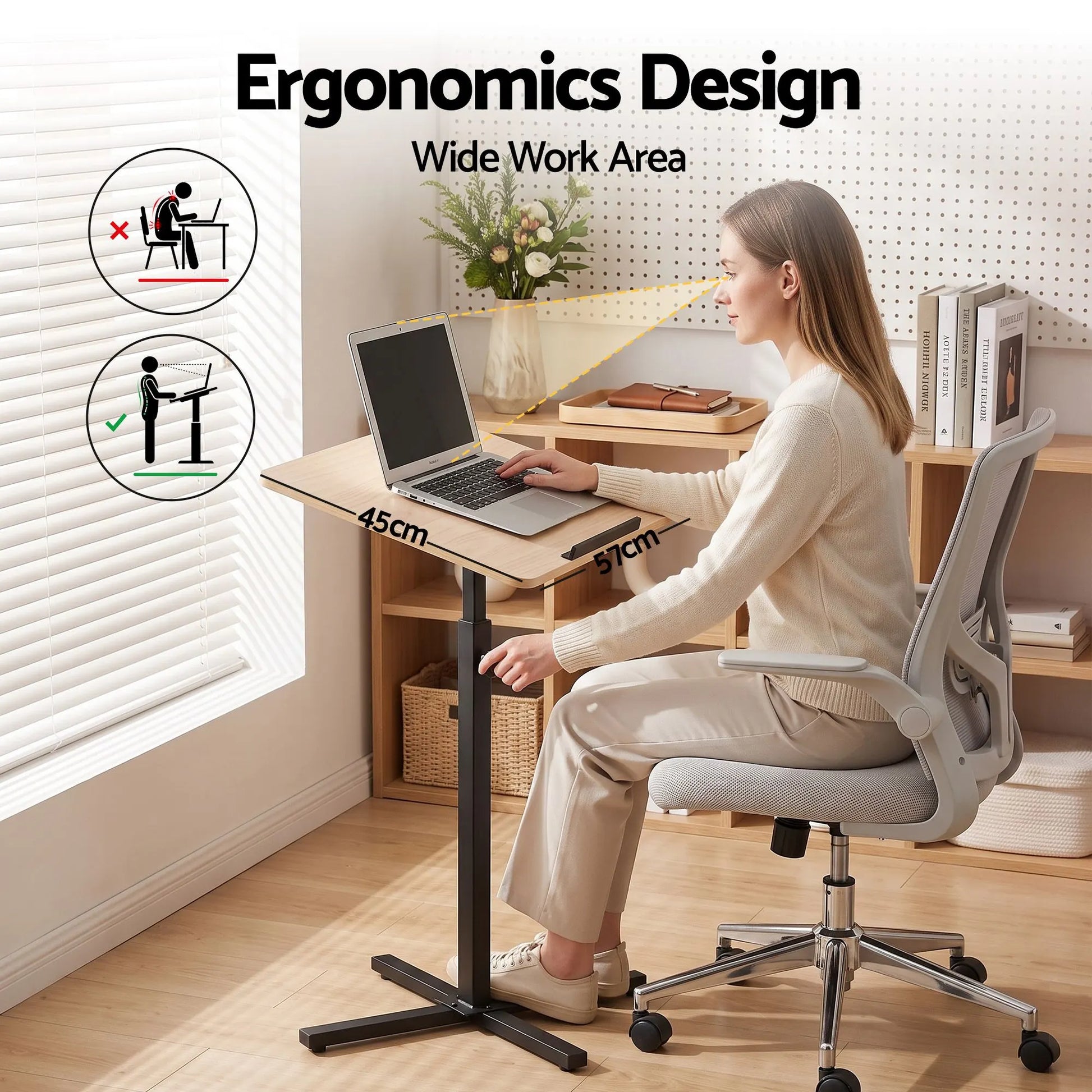 Artiss Floor Podium Stand 78-127CM Height Adjustable Portable Laptop Desk - Image 8