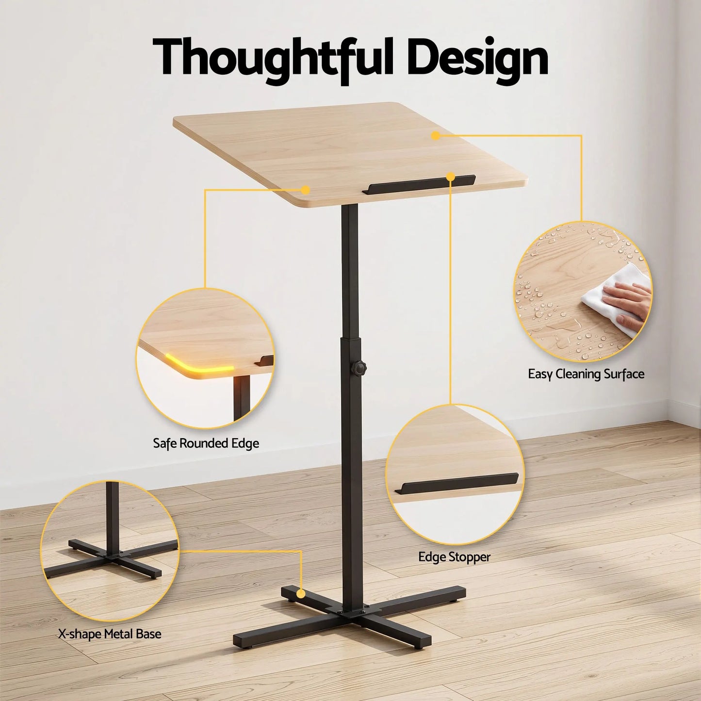 Artiss Floor Podium Stand 78-127CM Height Adjustable Portable Laptop Desk - Image 9