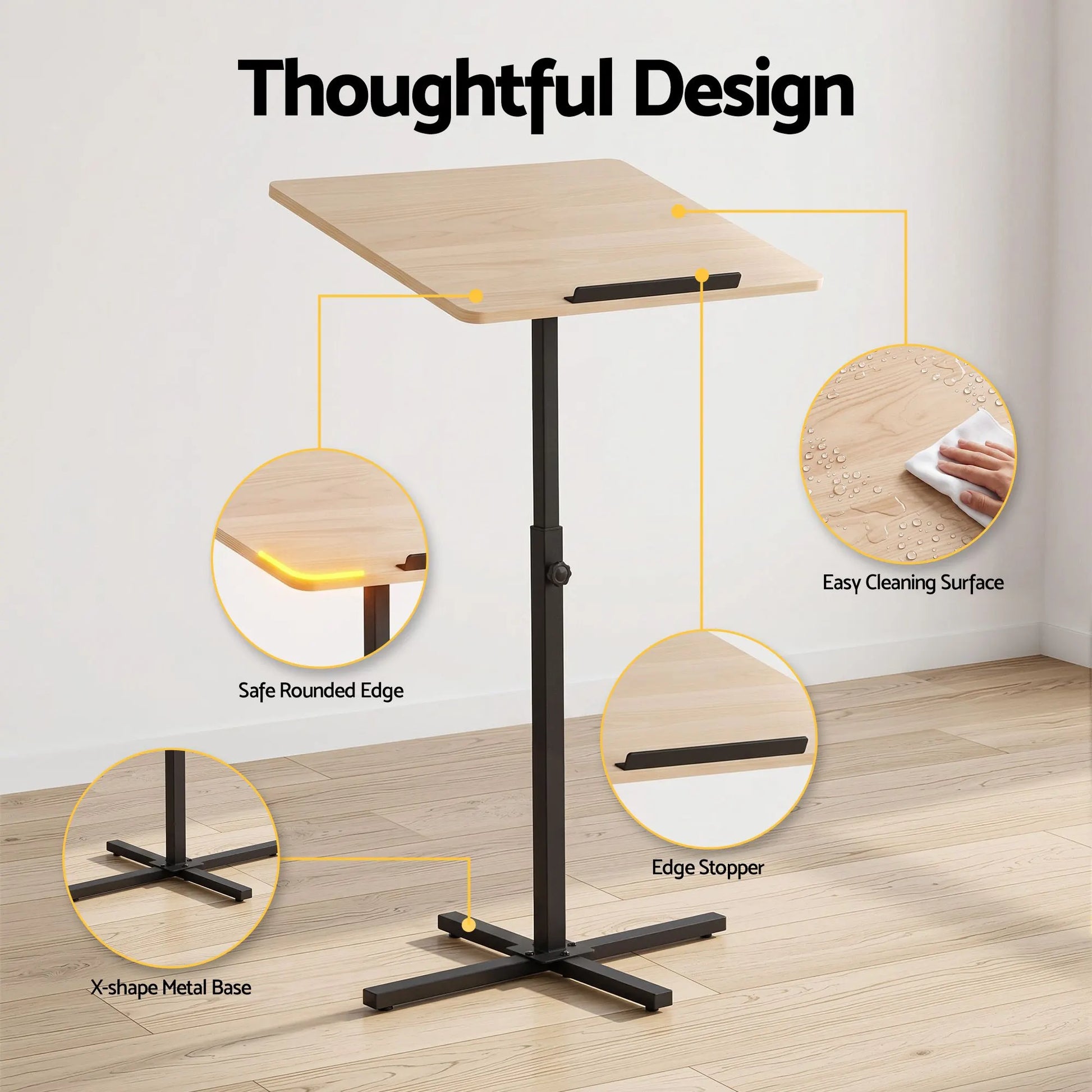 Artiss Floor Podium Stand 78-127CM Height Adjustable Portable Laptop Desk - Image 9