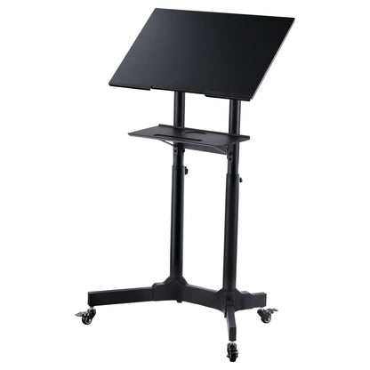 Artiss Mobile Lectern Stand, Adjustable Sit-to-Stand Presentation Podium w/ Wheels Black - Image 2