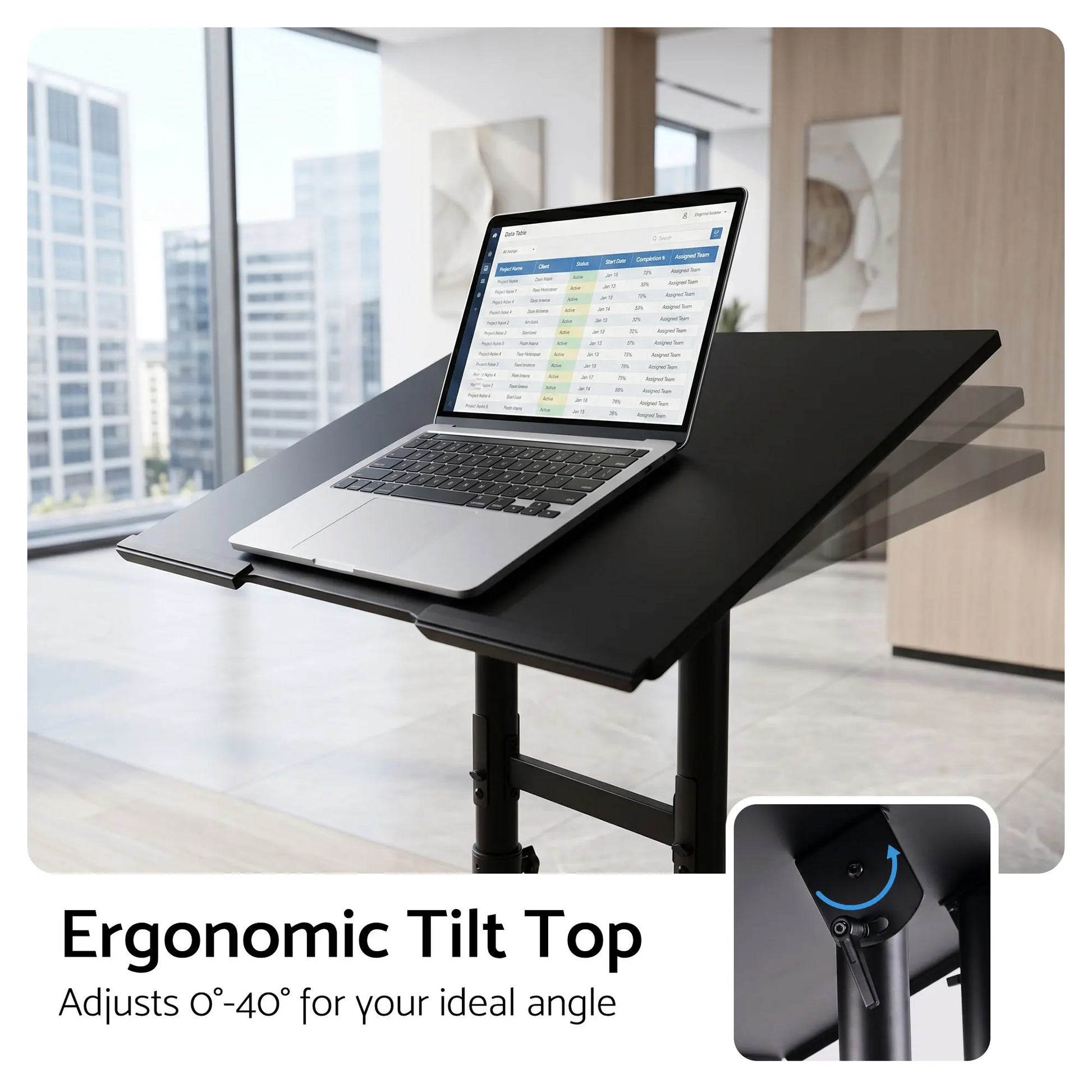 Artiss Mobile Lectern Stand, Adjustable Sit-to-Stand Presentation Podium w/ Wheels Black - Image 8