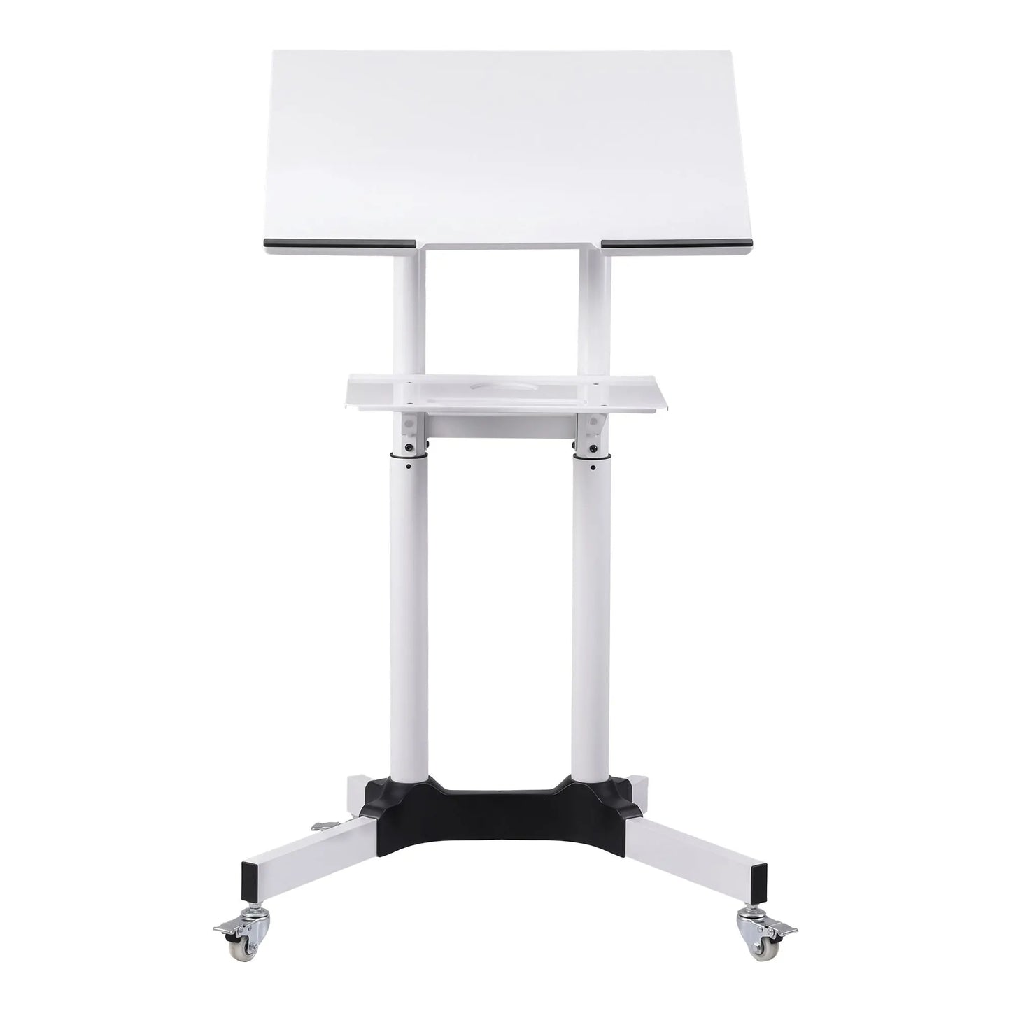 Artiss Mobile Lectern Stand, Adjustable Sit-to-Stand Presentation Podium w/ Wheels White - Image 5