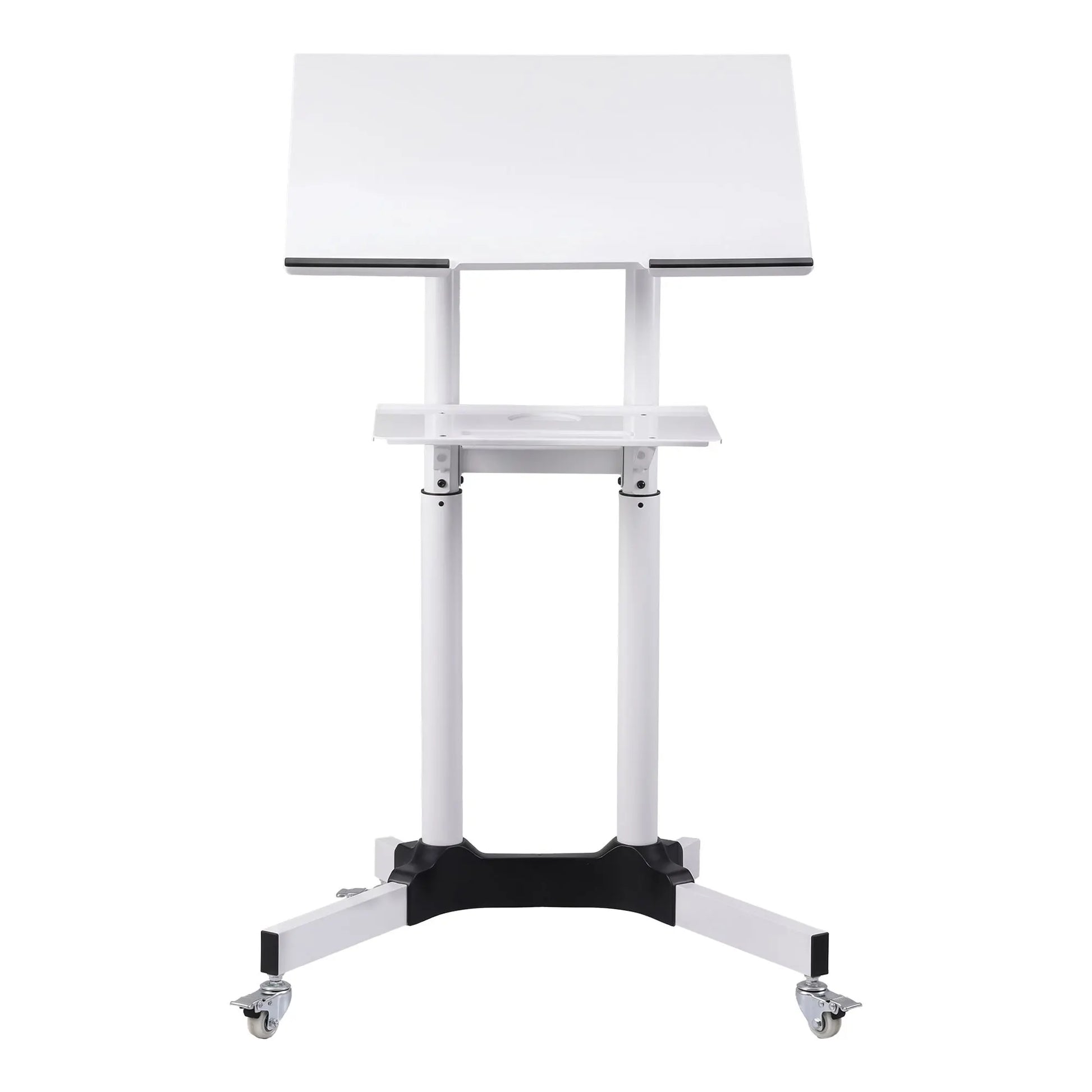 Artiss Mobile Lectern Stand, Adjustable Sit-to-Stand Presentation Podium w/ Wheels White - Image 5
