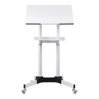 Artiss Mobile Lectern Stand, Adjustable Sit-to-Stand Presentation Podium w/ Wheels White - Image 5