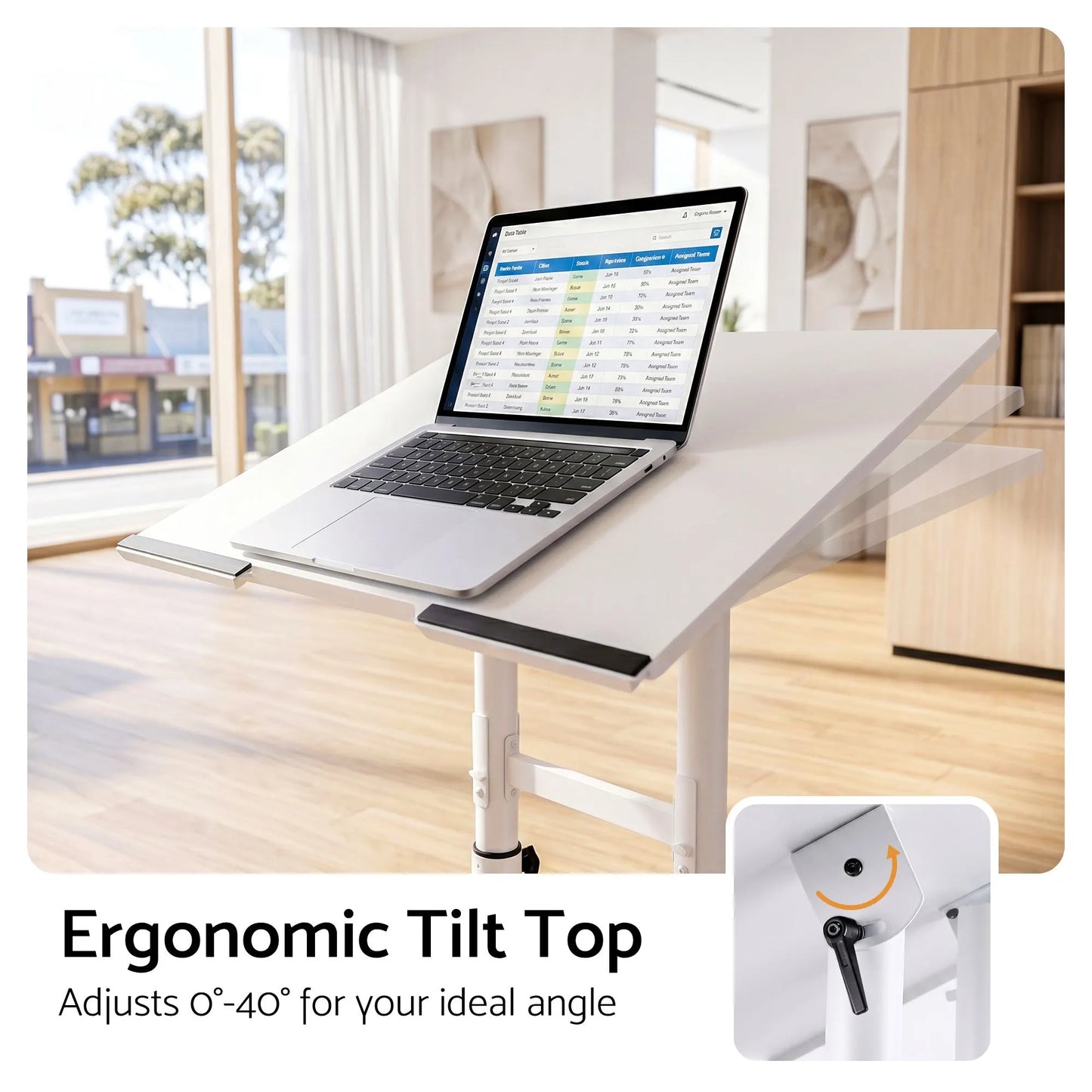 Artiss Mobile Lectern Stand, Adjustable Sit-to-Stand Presentation Podium w/ Wheels White - Image 8