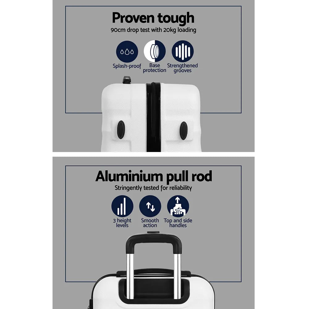 Wanderlite 3Set 20-24-28 Inch Luggage with TSA Lock Spinner Travel Suitcase Carry On Hard Shell Luggage Case White - Image 4