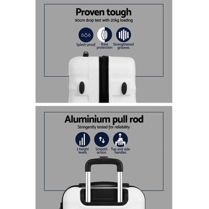 Wanderlite 3Set 20-24-28 Inch Luggage with TSA Lock Spinner Travel Suitcase Carry On Hard Shell Luggage Case White - Image 4