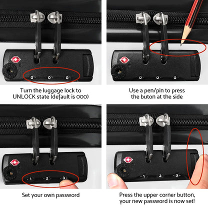 Wanderlite 3Set 20-24-28 Inch Luggage with TSA Lock Spinner Travel Suitcase Carry On Hard Shell Luggage Case White - Image 7