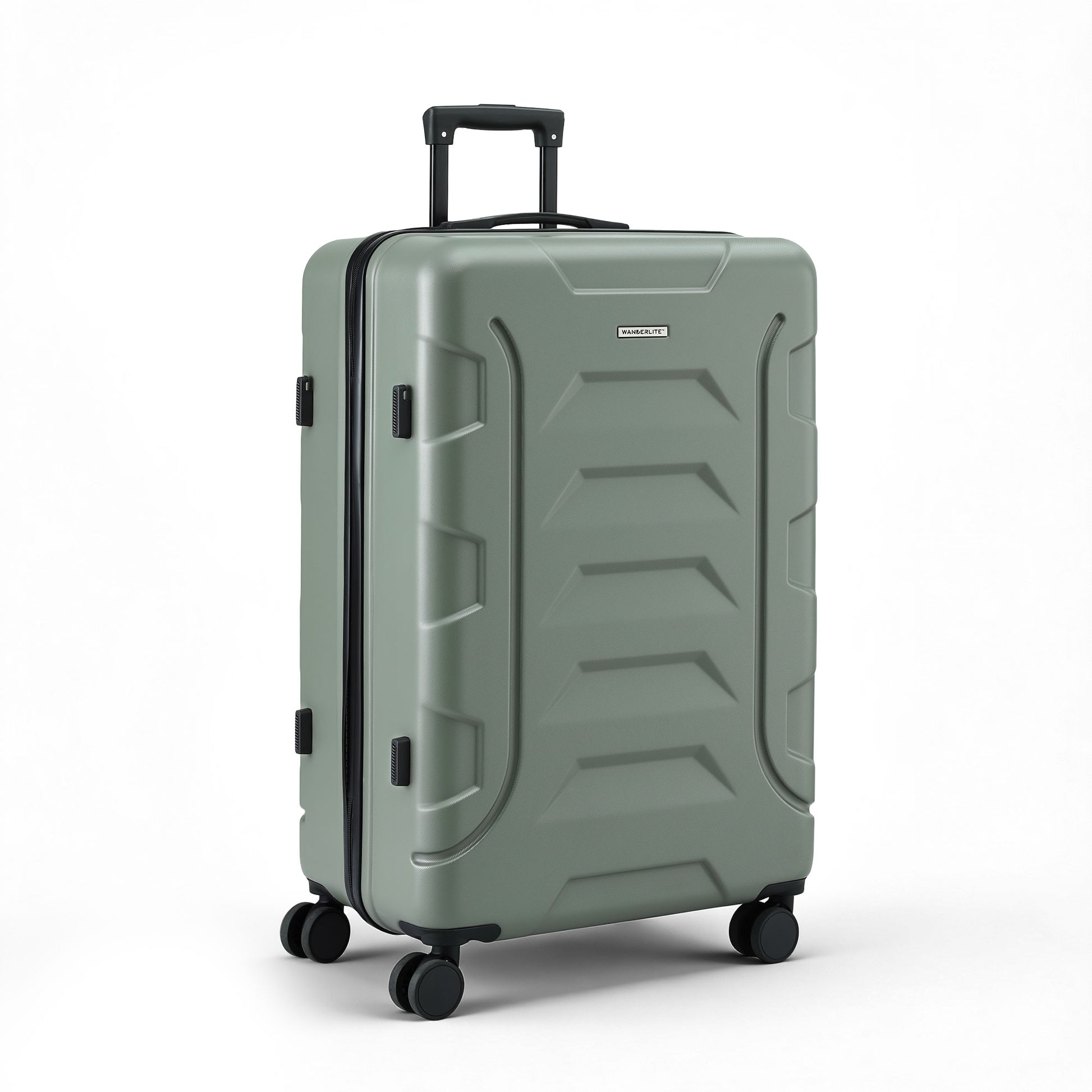 Wanderlite 3pcs Luggage Suitcase Set Trolley Travel TSA Lightweight Hard Case Grey Green - Image 3