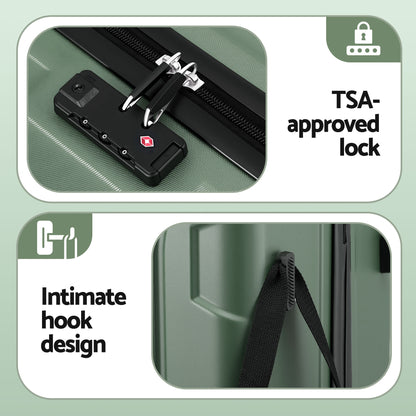 Wanderlite 3pcs Luggage Suitcase Set Trolley Travel TSA Lightweight Hard Case Grey Green - Image 6
