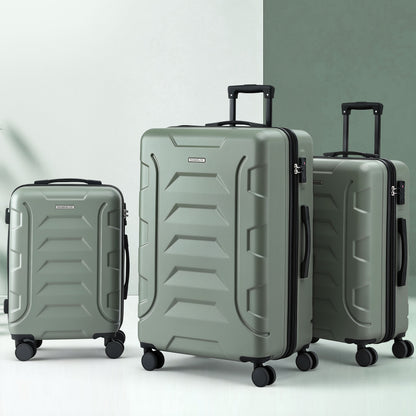 Wanderlite 3pcs Luggage Suitcase Set Trolley Travel TSA Lightweight Hard Case Grey Green - Image 9