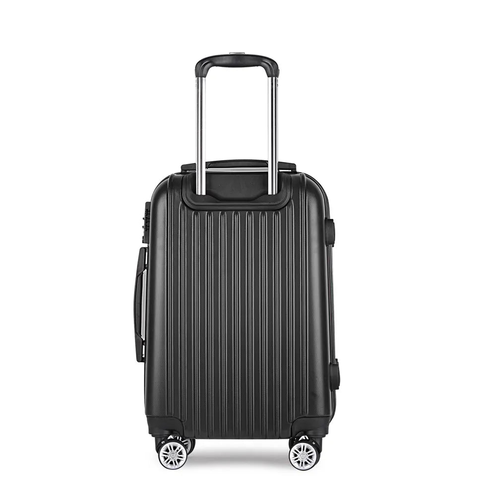 Wanderlite 20 Inch Luggage with Zipper Lock Carry On Hard Shell Travel Suitcase Luggage Case Black - Image 3