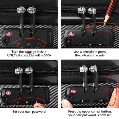 Wanderlite 20 Inch Luggage with Zipper Lock Carry On Hard Shell Travel Suitcase Luggage Case Black - Image 7