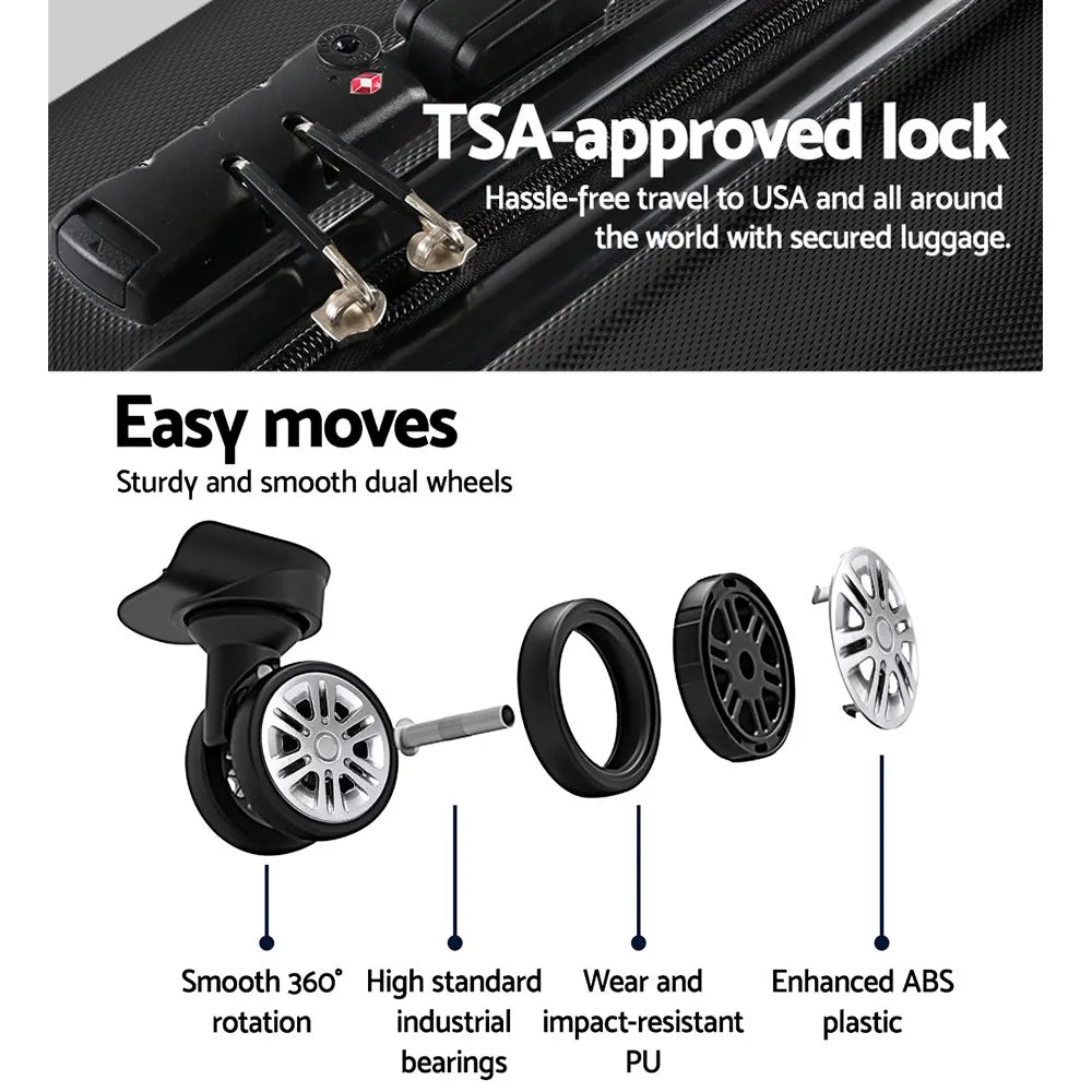 Wanderlite 24 Inch Luggage with TSA Lock Spinner Travel Suitcase Carry On Hard Shell Luggage Case Black - Image 5