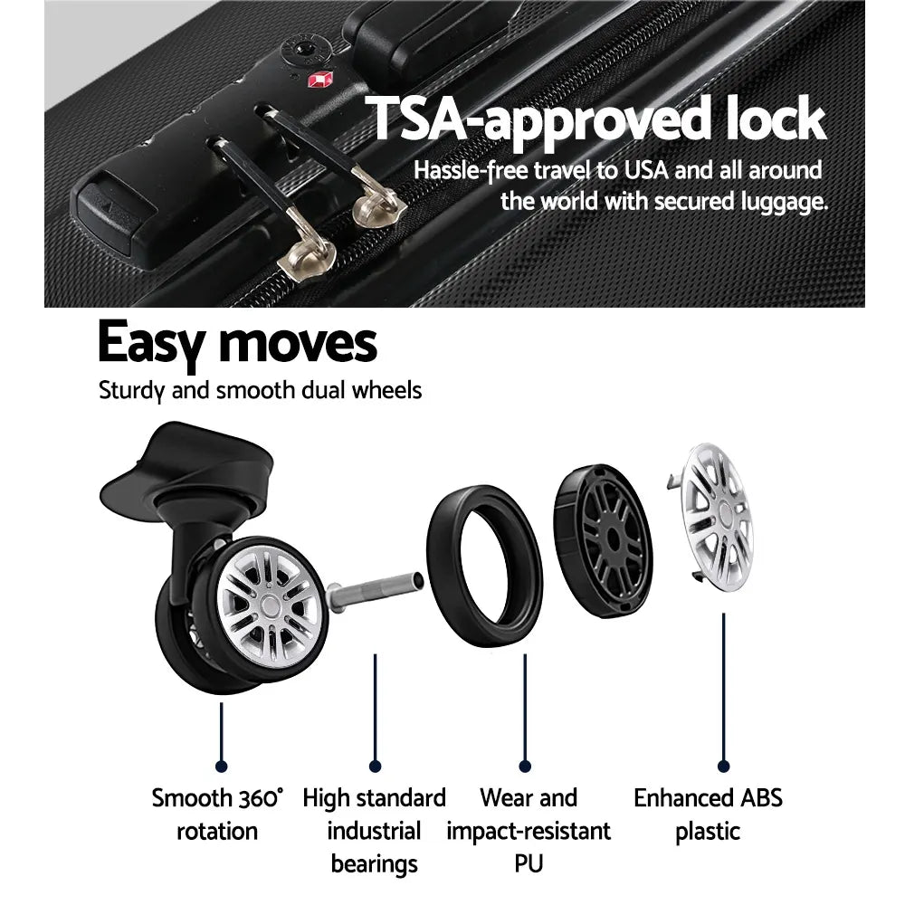 Wanderlite 28 Inch Luggage with TSA Lock Spinner Carry On Hard Shell Travel Suitcase Luggage Case Black - Image 5