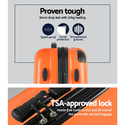 Wanderlite 20-24-28 Inch Luggage 3Set with TSA Lock Spinner Carry On Hard Shell Travel Suitcase Luggage Case Orange - Image 4
