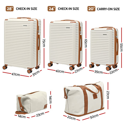 Wanderlite 5pcs Luggage Suitcase Set Trolley Travel TSA Lightweight Hard Case - Image 2