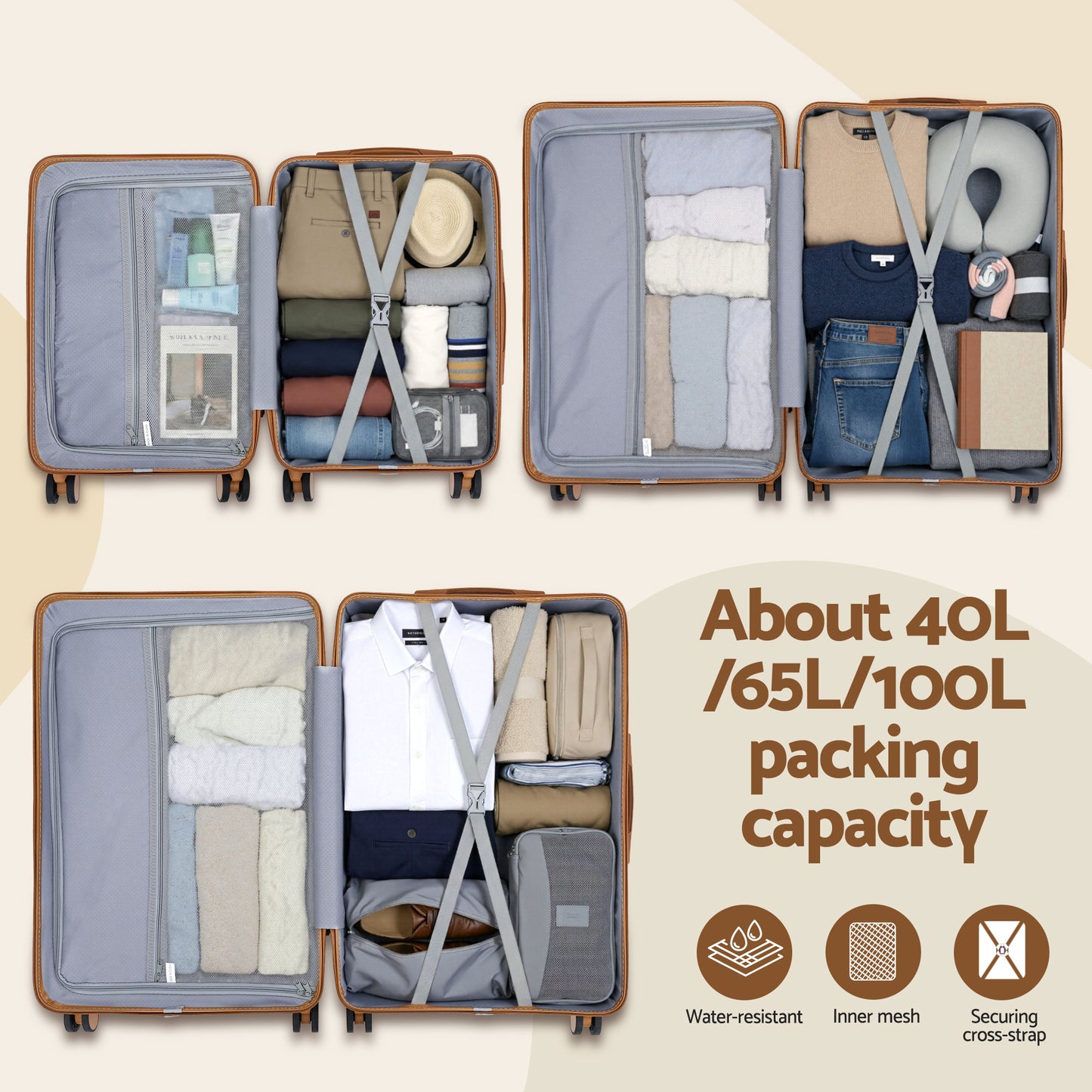 Wanderlite 5pcs Luggage Suitcase Set Trolley Travel TSA Lightweight Hard Case - Image 9