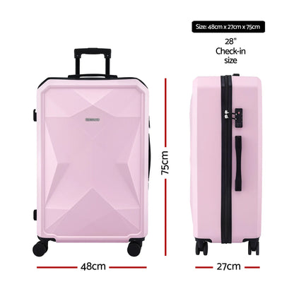 Wanderlite 28" Luggage Suitcase Trolley Travel Lightweight TSA Hardshell Pink - Image 2