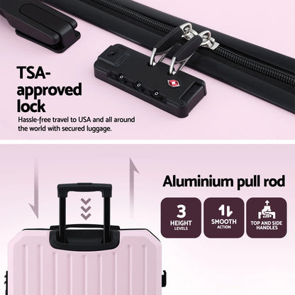 Wanderlite 28" Luggage Suitcase Trolley Travel Lightweight TSA Hardshell Pink - Image 5