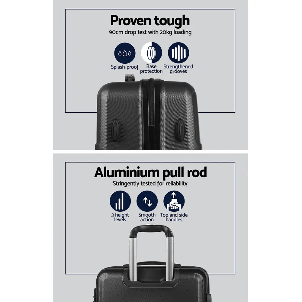 Wanderlite 3Set 20-24-28 Inch Luggage with TSA Lock Spinner Travel Suitcase Carry On Hard Shell Luggage Case Black - Image 4
