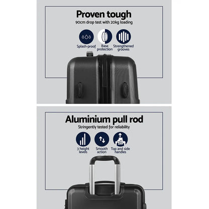 Wanderlite 3Set 20-24-28 Inch Luggage with TSA Lock Spinner Travel Suitcase Carry On Hard Shell Luggage Case Black - Image 4