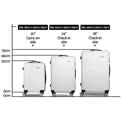 Wanderlite 20" 24" 28" Luggage with TSA Lock Spinner Travel Suitcase Carry On Hard Shell Luggage Case White - Image 2