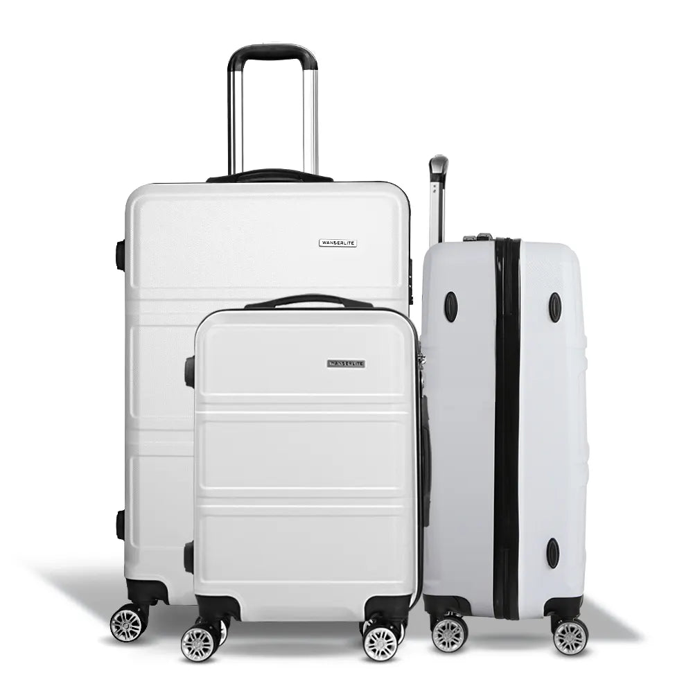 Wanderlite 20" 24" 28" Luggage with TSA Lock Spinner Travel Suitcase Carry On Hard Shell Luggage Case White - Image 3
