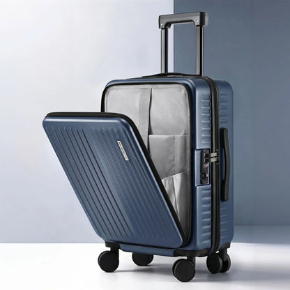 Wanderlite 20" Luggage Suitcase Front Pocket Travel Carry On Dual TSA Navy - Image 9