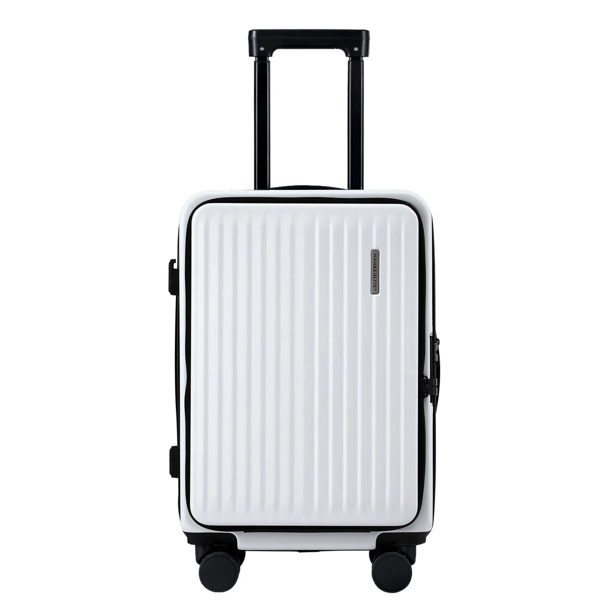 Wanderlite 20" Luggage Suitcase Front Pocket Travel Carry On Dual TSA White - Image 4