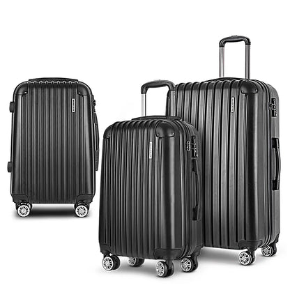 Wanderlite 3 Set Luggage 20-24-28 Inch with TSA Lock Spinner Hard Shell Travel Suitcase Luggage Organiser Case Black - Image 8