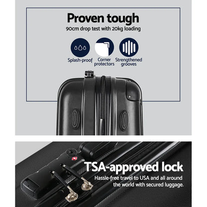 Wanderlite 3 Set Luggage 20-24-28 Inch with TSA Lock Spinner Hard Shell Travel Suitcase Luggage Organiser Case Black - Image 4