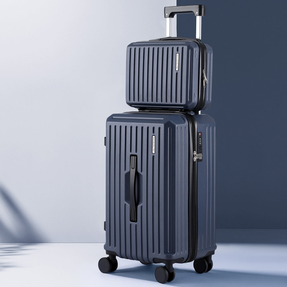 Wanderlite 2pcs Trunk Luggage Suitcase Travel Carry On TSA Lock 12" 20" Navy - Image 7