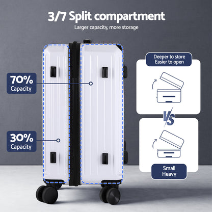 Wanderlite 2pcs Trunk Luggage Suitcase Travel Carry On TSA Lock 12" 20" White - Image 4