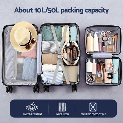 Wanderlite 2pcs Trunk Luggage Suitcase Travel Carry On TSA Lock 12" 20" White - Image 7