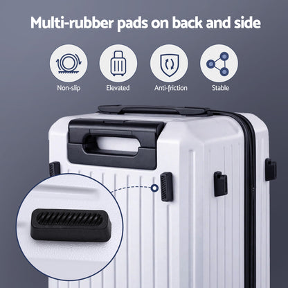 Wanderlite 2pcs Trunk Luggage Suitcase Travel Carry On TSA Lock 12" 20" White - Image 9
