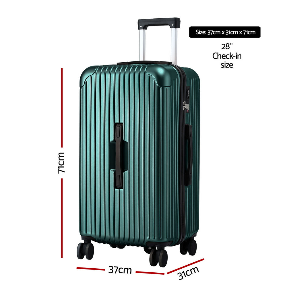 Wanderlite 28" Trunk Luggage Suitcase Travel 5 Wheels Type-C Port TSA Green - Image 2
