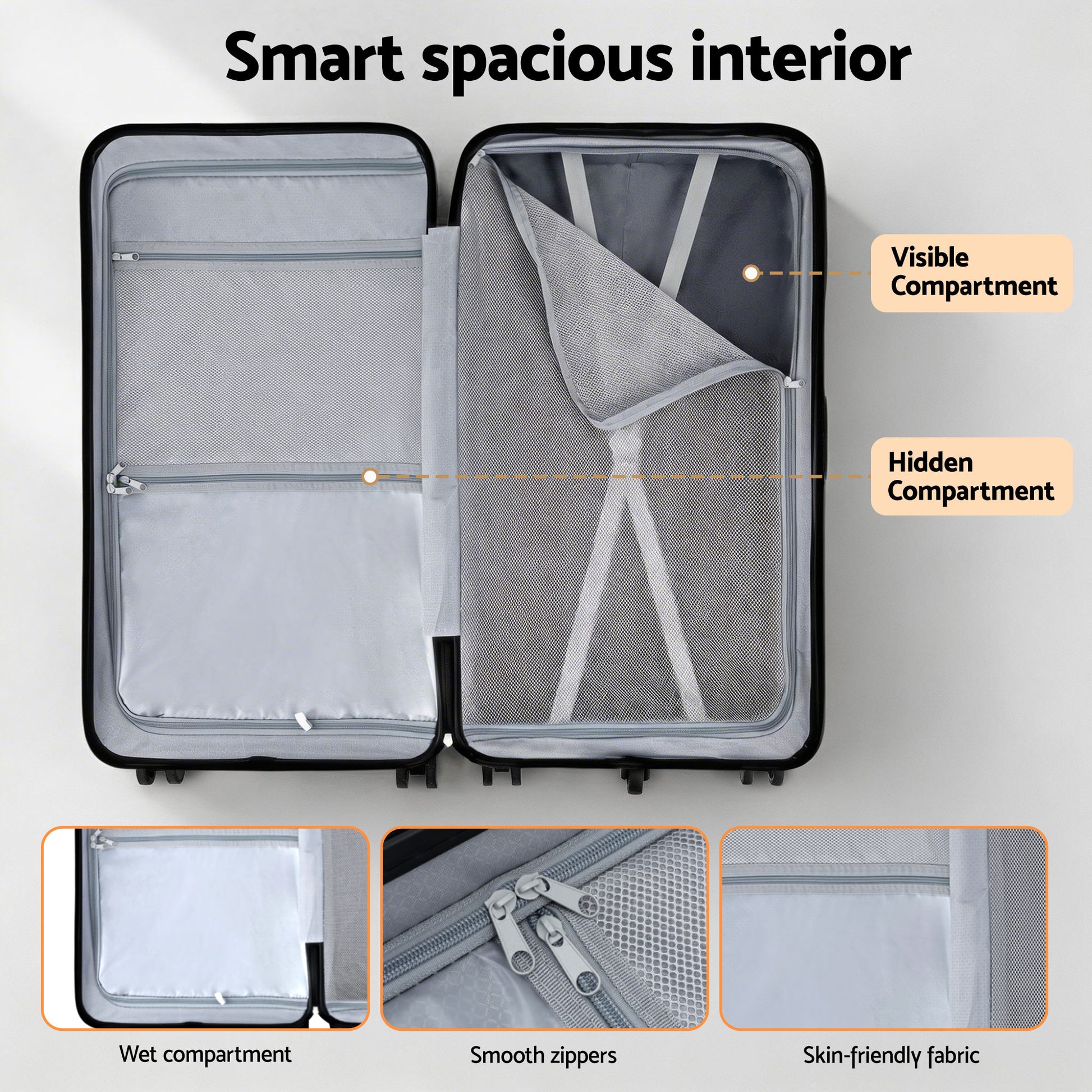 Wanderlite 28" Trunk Luggage Suitcase Travel 5 Wheels Type-C Port TSA Orange - Image 7