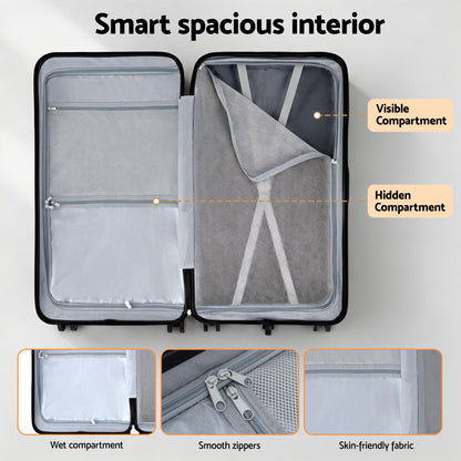 Wanderlite 28" Trunk Luggage Suitcase Travel 5 Wheels Type-C Port TSA Orange - Image 7