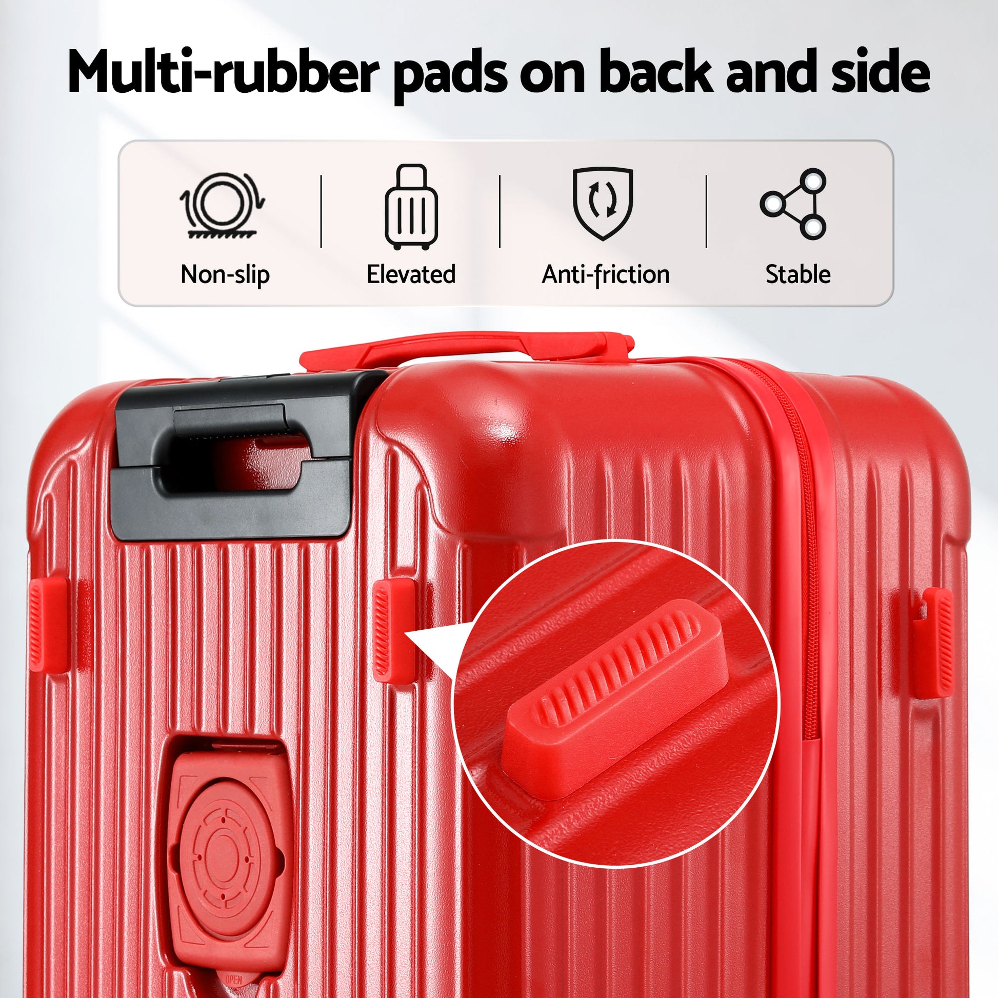 Wanderlite 28" Trunk Luggage Suitcase Travel 5 Wheels Type-C Port TSA Red - Image 9