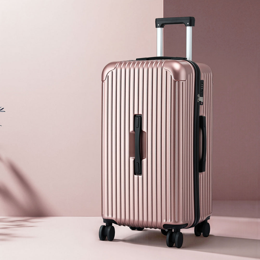 Wanderlite 28" Trunk Luggage Suitcase Travel 5 Wheels Type-C Port TSA Rose Gold - Image 7