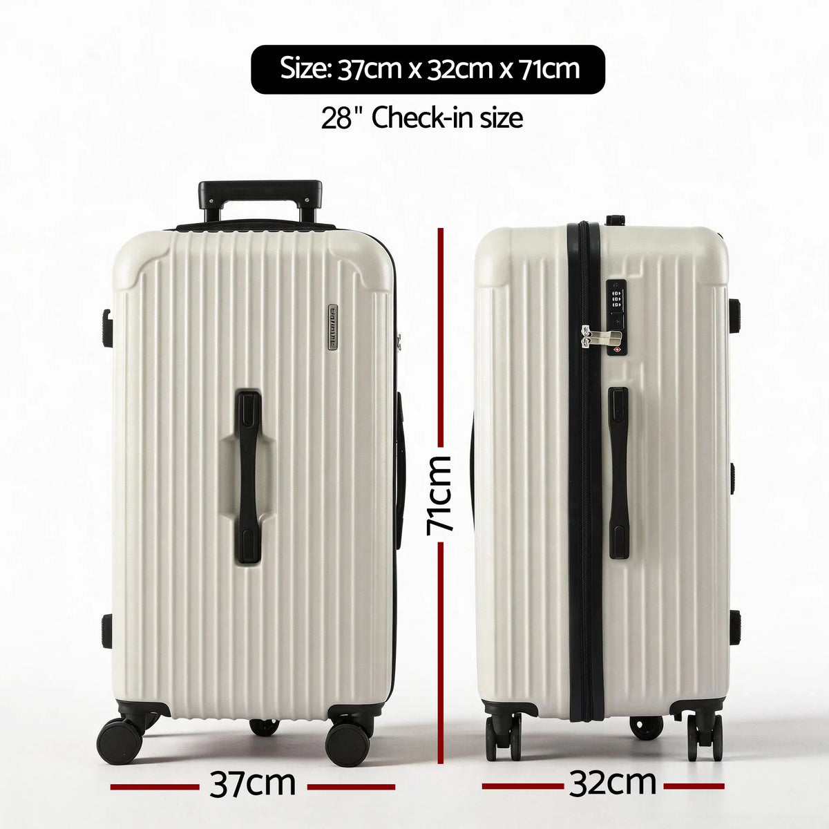 Wanderlite 28" Trunk Luggage Suitcase Travel 5 Wheels Type-C Port TSA Smoky White - Image 3