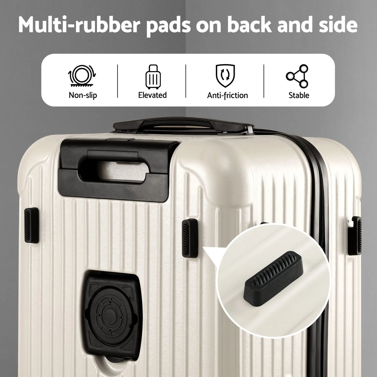 Wanderlite 28" Trunk Luggage Suitcase Travel 5 Wheels Type-C Port TSA Smoky White - Image 9