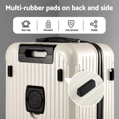Wanderlite 28" Trunk Luggage Suitcase Travel 5 Wheels Type-C Port TSA Smoky White - Image 9