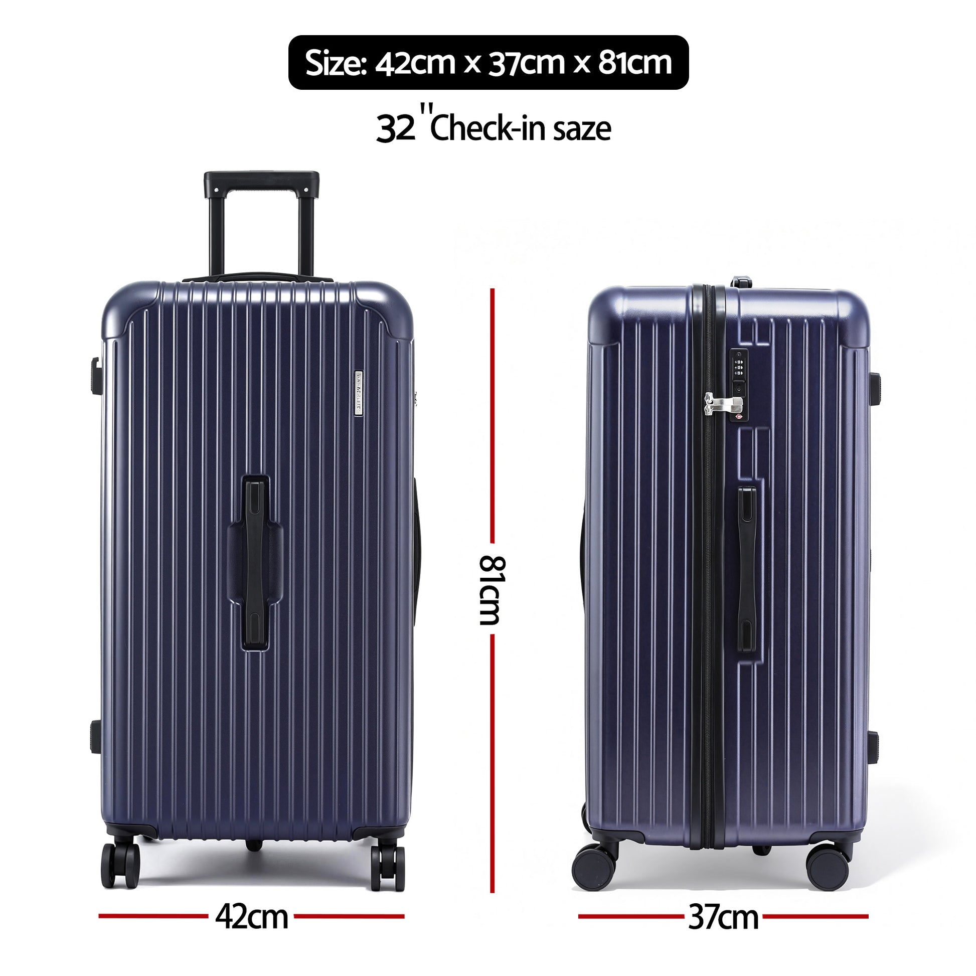 Wanderlite 32" Trunk Luggage Suitcase Travel TSA Type-C 5 Wheels Deep Indigo - Image 2