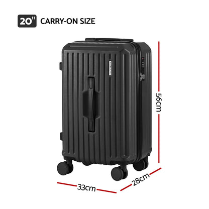Wanderlite 20" Trunk Luggage Suitcase Travel Carry On TSA Lock Black - Image 2