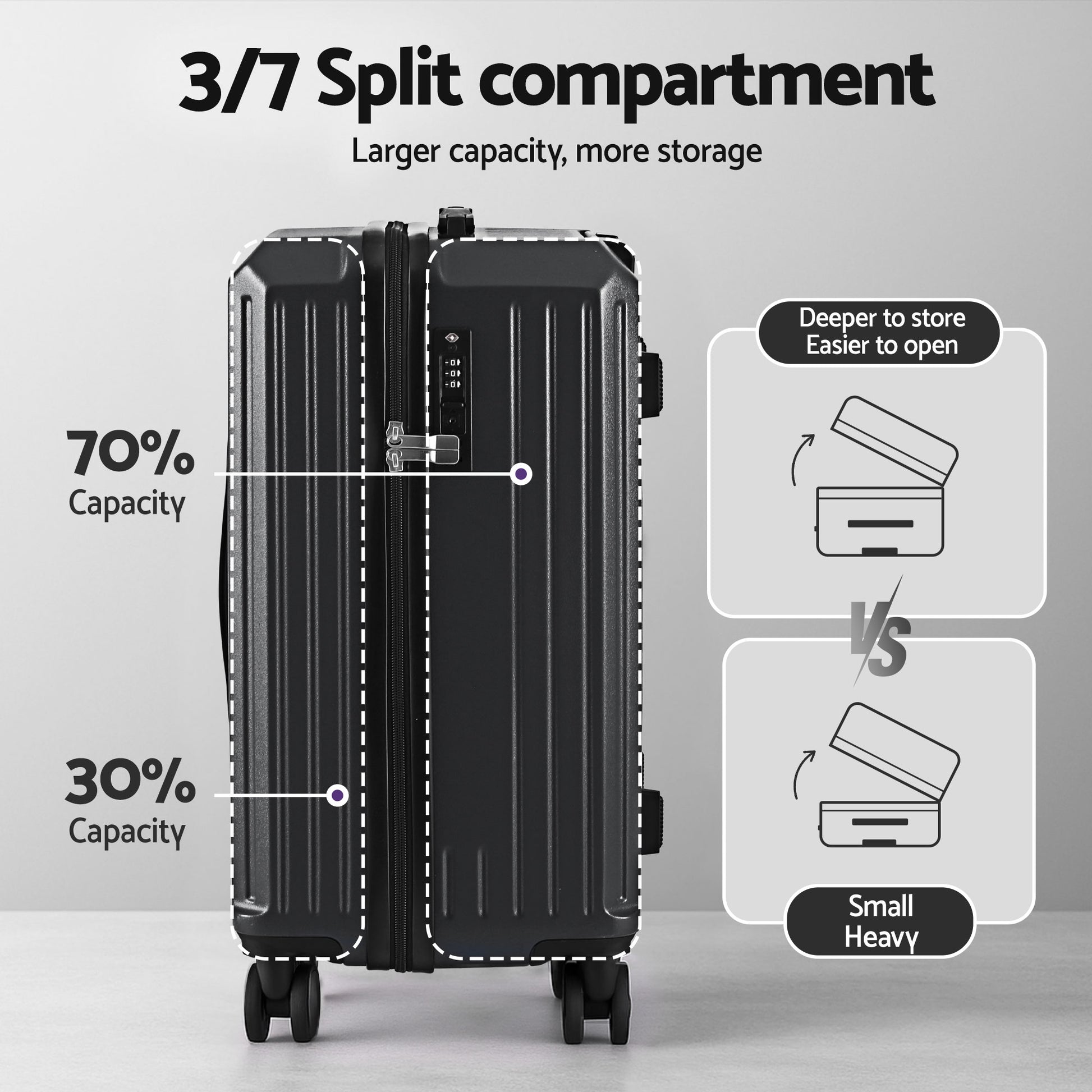 Wanderlite 20" Trunk Luggage Suitcase Travel Carry On TSA Lock Black - Image 4