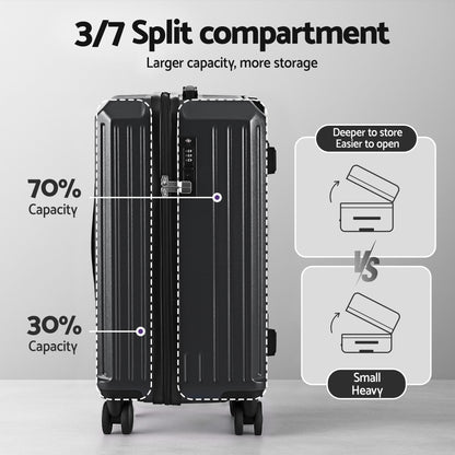 Wanderlite 20" Trunk Luggage Suitcase Travel Carry On TSA Lock Black - Image 4