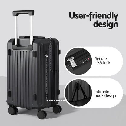 Wanderlite 20" Trunk Luggage Suitcase Travel Carry On TSA Lock Black - Image 5